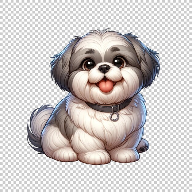 PSD charming shih tzu puppy illustration isolated on transparent background