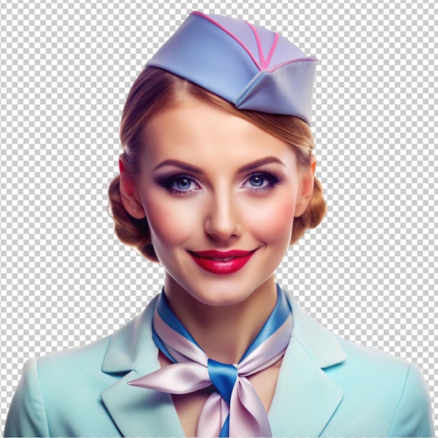 PSD charming stewardess isolated on transparent background