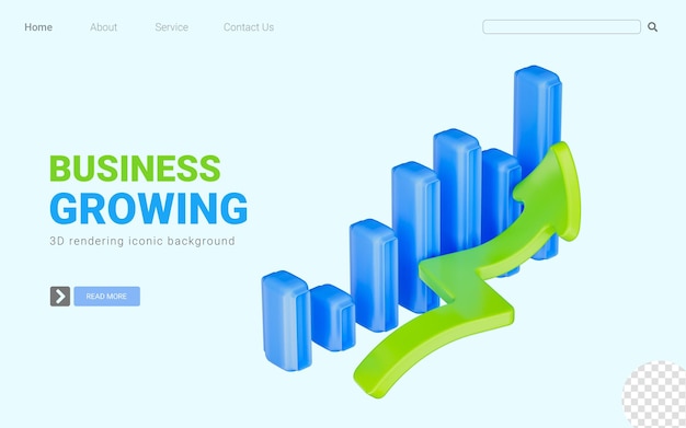 chart bar up arrow sign 3d render concept for business growing policy improvement