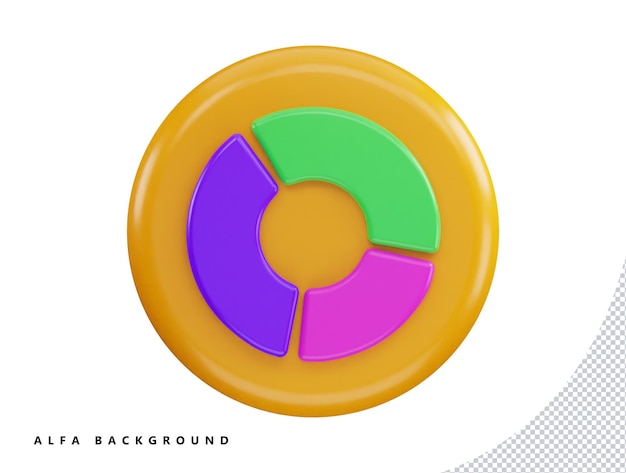 Chart pie diagram piece with 3d vector icon illustration