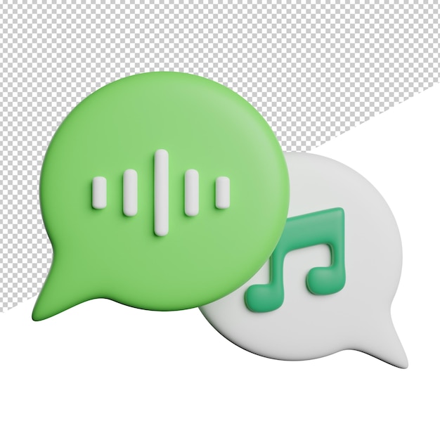 Chat Audio Music front view 3d rendering icon illustration on transparent background