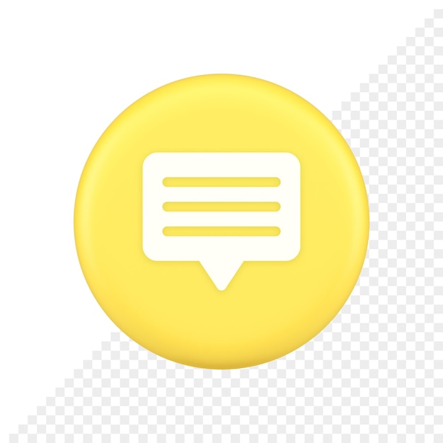 Chat box speech bubble button social networks texting internet communication 3d icon