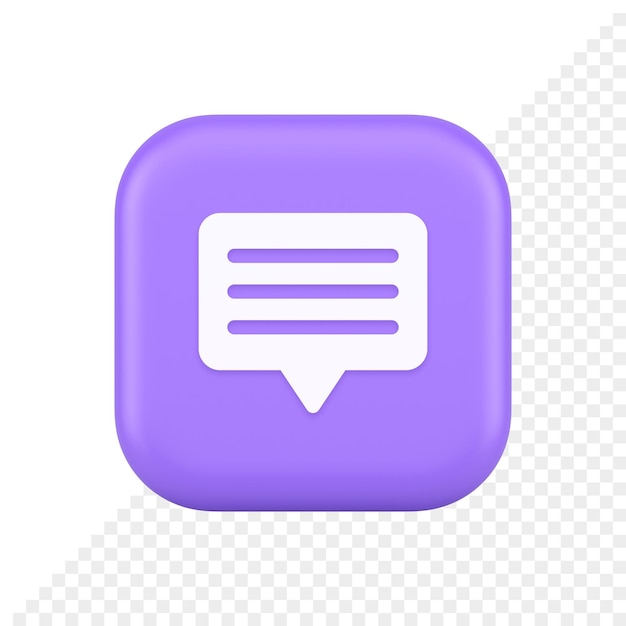 Chat box speech bubble button social networks texting internet communication 3d icon