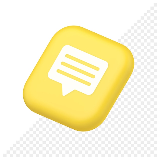 Chat box speech bubble button social networks texting internet communication 3d isometric icon