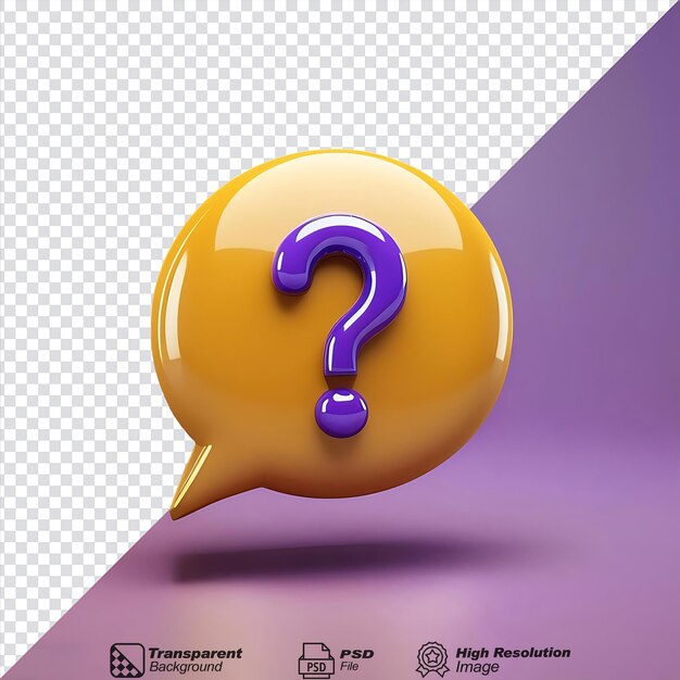 PSD chat bubble help question mark isolated on transparent background