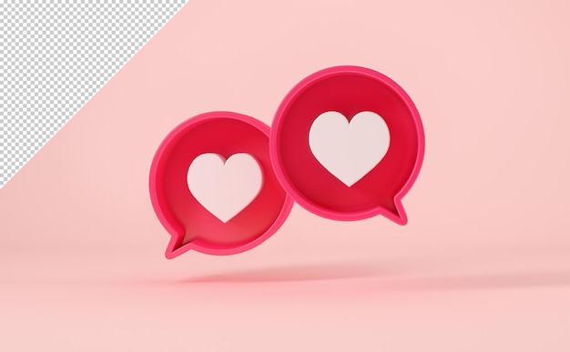 Chat bubbles with like symbol on a pink background, mock-up