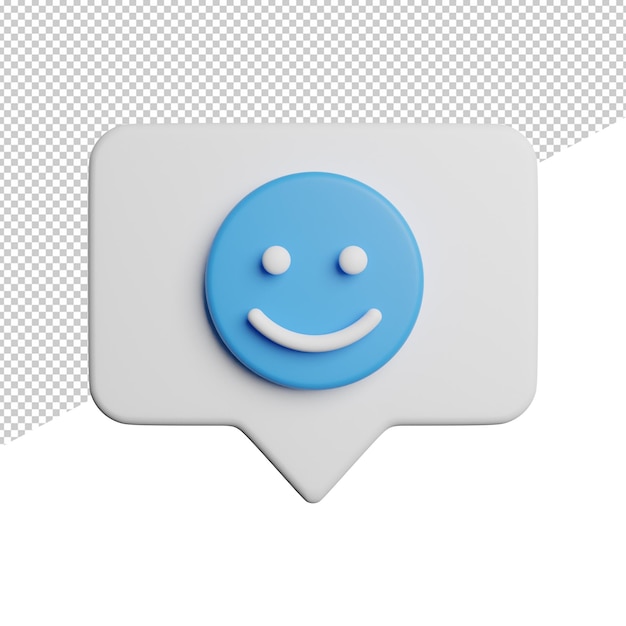 Chat Emoji Smile front view 3d rendering illustration on transparent background