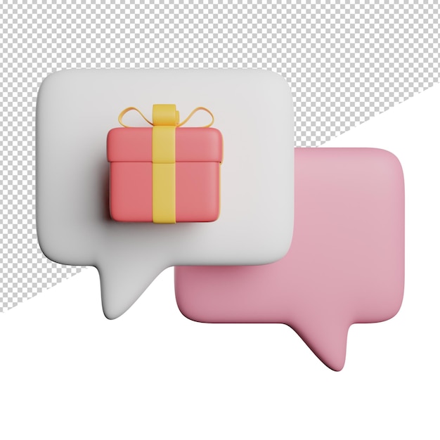 Chat Gift Buble Front front view 3d rendering icon illustration on transparent background