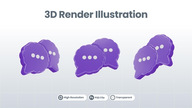 PSD chat message notification icon isolated 3d render illustration