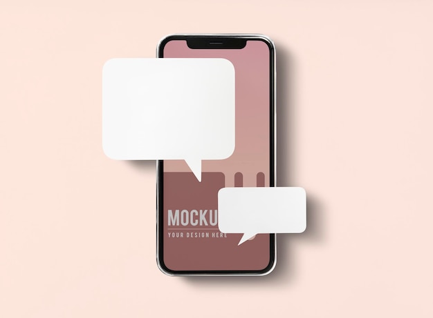 Chat messaging on mobile phone mockup