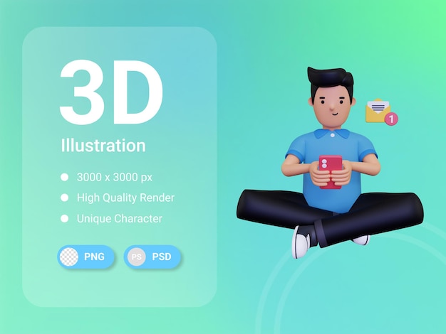 Chat with smartphone 3D Illustration