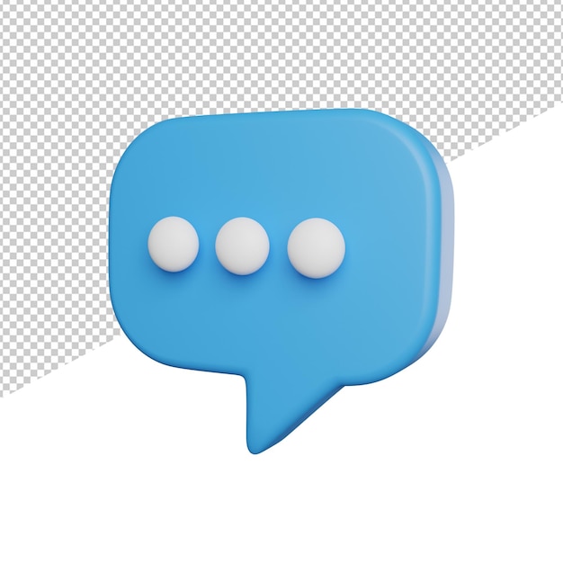 Chatting Buble Comment side view 3d rendering icon illustration on transparent background