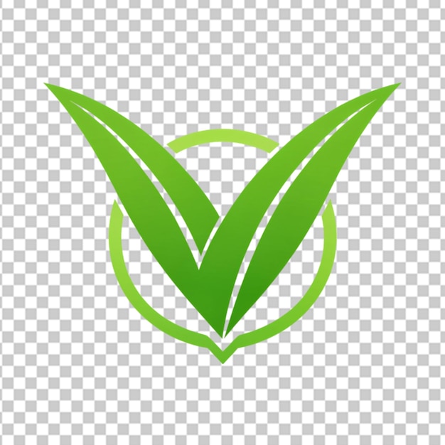 PSD check leaf logo vegetarian on transparent background