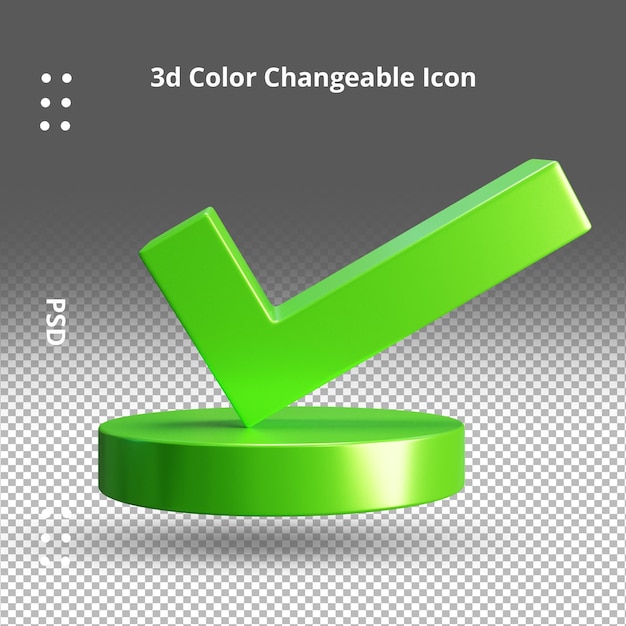 Check mark approved sign ui icon 3d rendering