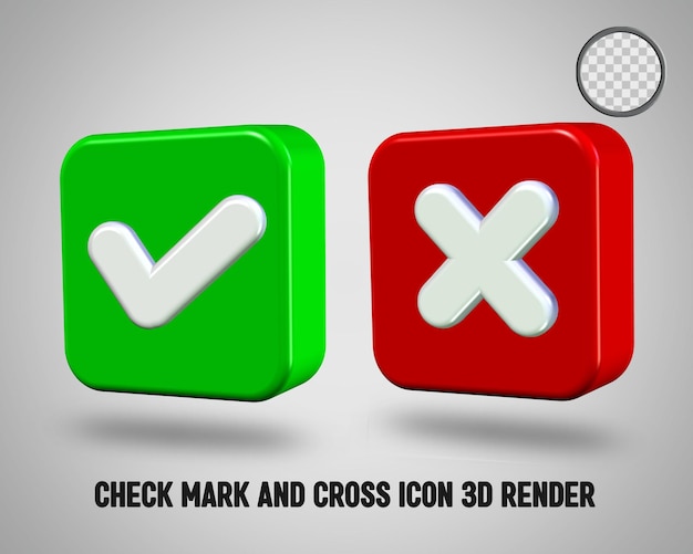 check mark and cross icon 3d render