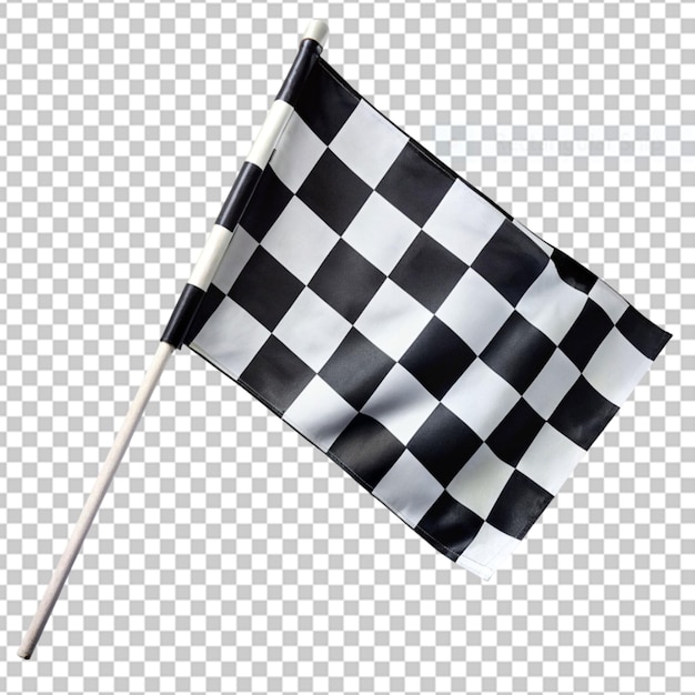 Checkered race finish flag on white background