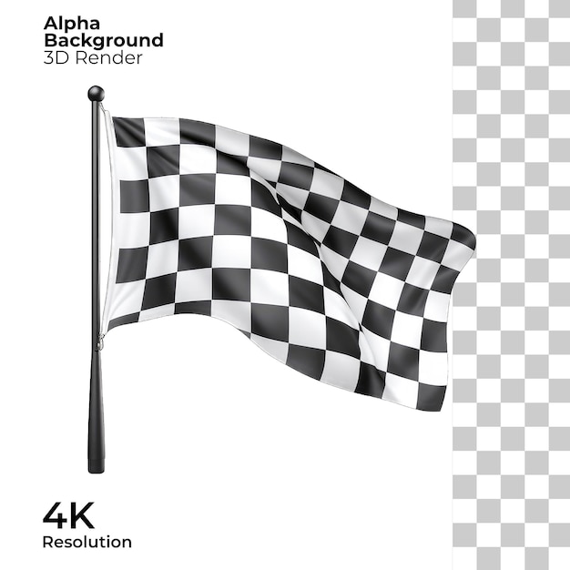 checkered race finish flag on White Background