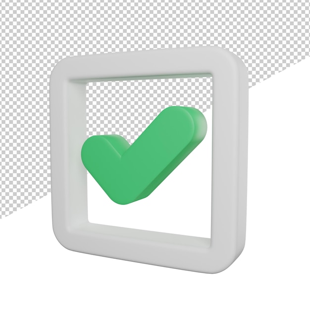 Checklist box side view 3d illustration rendering icon transparent background