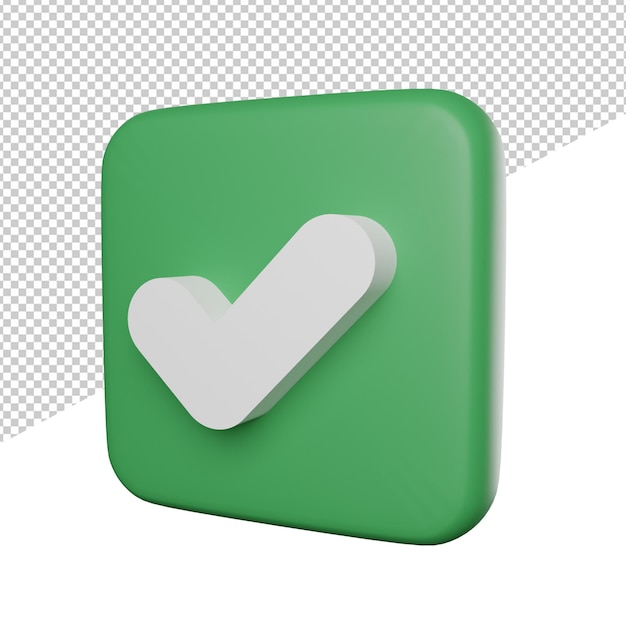 Checklist square rounded side view 3d illustration rendering icon transparent background