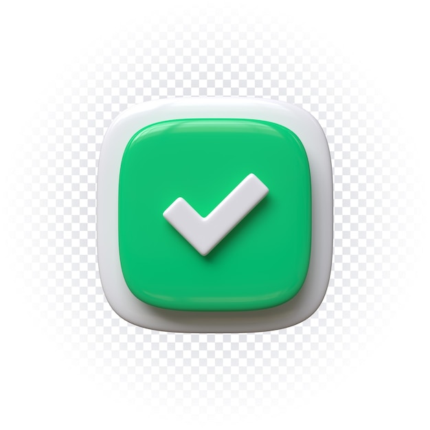 Checkmark button 3d render isolated