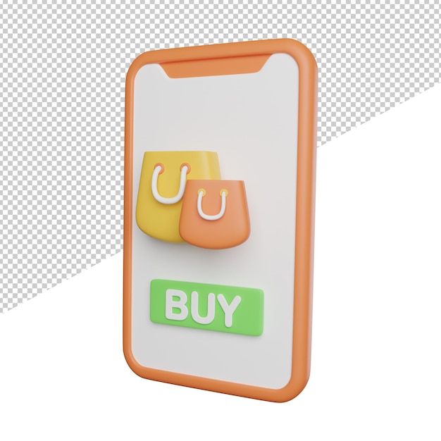 Checkout Shopping App side view 3d rendering icon illustration on transparent background