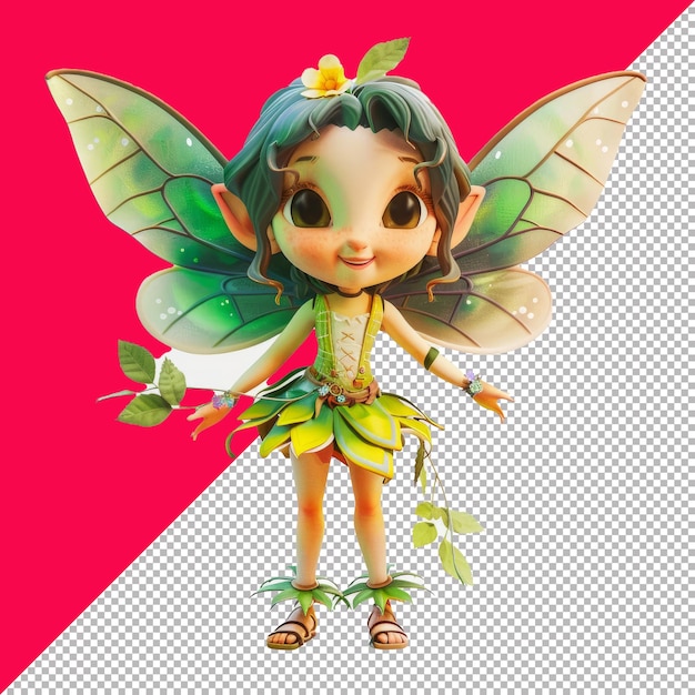 PSD cheerful fairie isometric render transparent background png psd