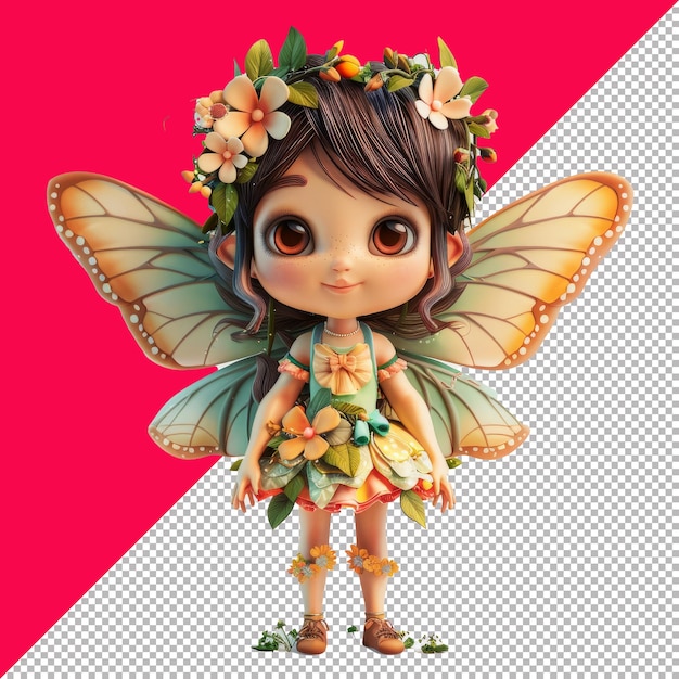 PSD cheerful fairie isometric render transparent background png psd