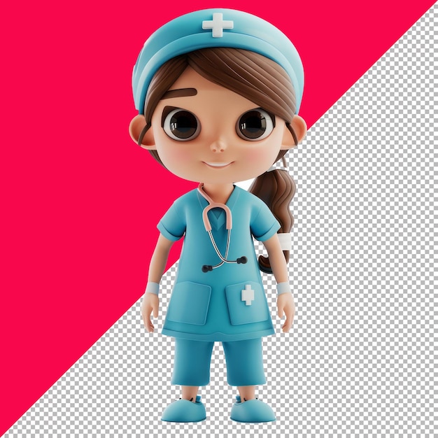 PSD cheerful nurse illustration transparent background png psd