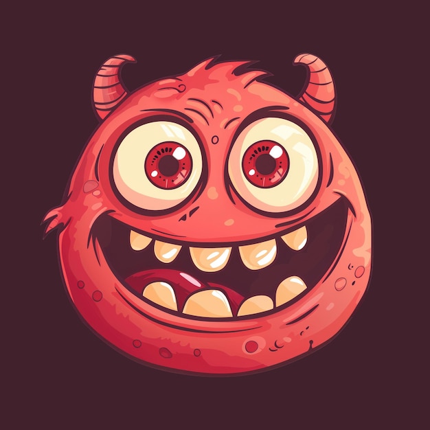 PSD cheerful red monster face