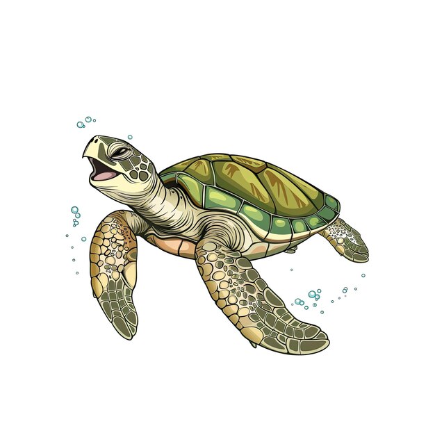 PSD cheerful sea turtle cartoon its expression cartoon illustration