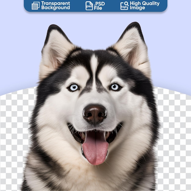 Cheerful Siberian Husky Dog CloseUp Half Body Photography