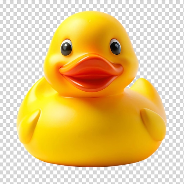 PSD cheerful yellow rubber ducky on transparent background