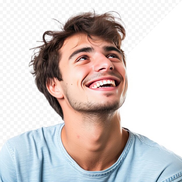 PSD cheerful young man isolated over white isolated background