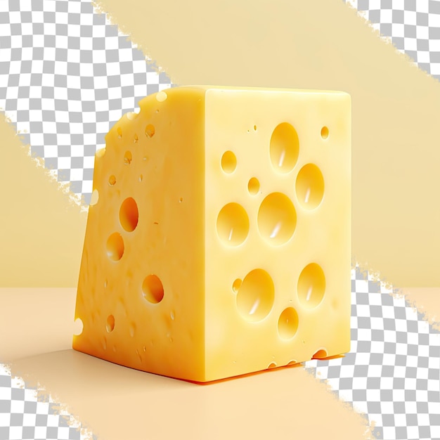 Cheese block isolated on transparent background cut out