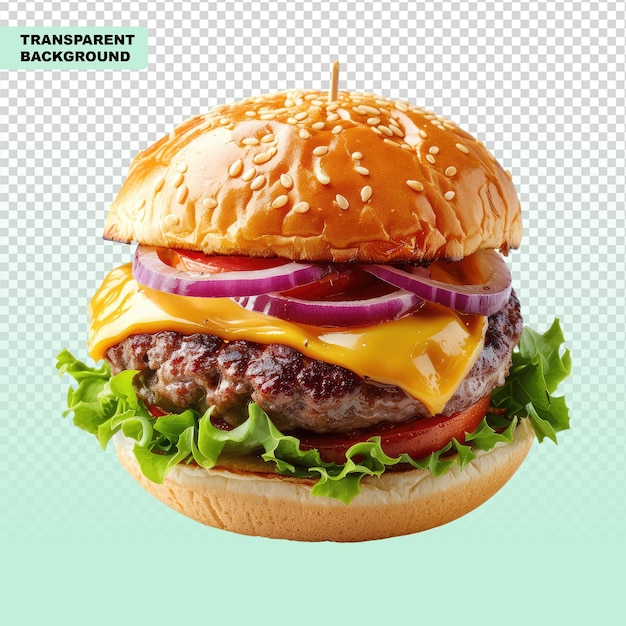 Cheese burger isolated on transparent background