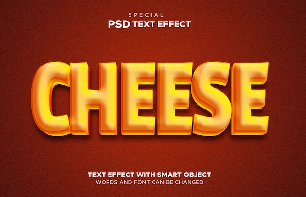 PSD cheese effect text editable smart object