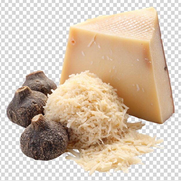 Cheese nut and shredded cheese on transparent background