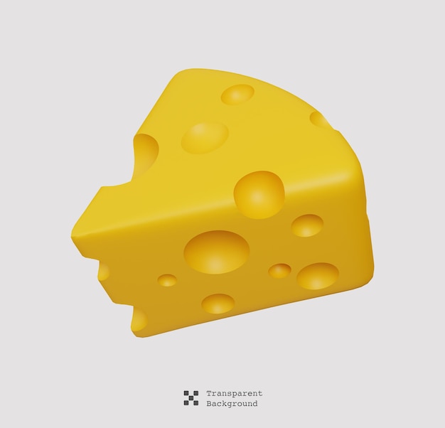 Cheese piece isolated. Farm and agriculture icon set. Cute cartoon style 3d render illustration