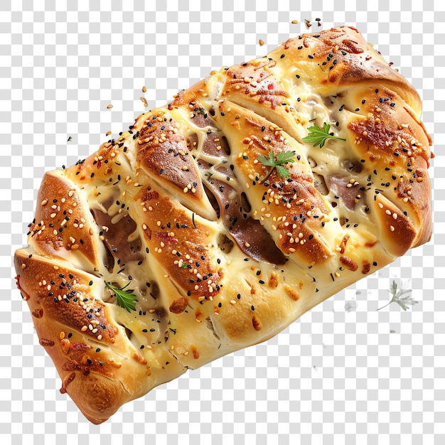 Cheese and roast beef stromboli food realistic isolated on transparent background