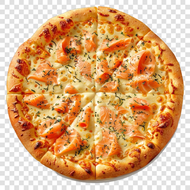 Cheese and salmon pizza food realistic isolated on transparent background