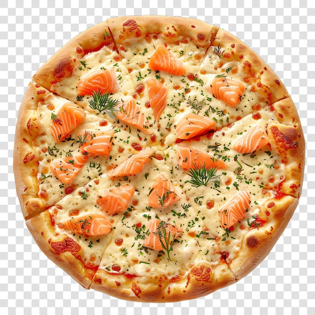 Cheese and salmon pizza food realistic isolated on transparent background