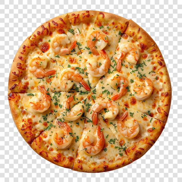 Cheese and shrimp pizza food realistic isolated on transparent background