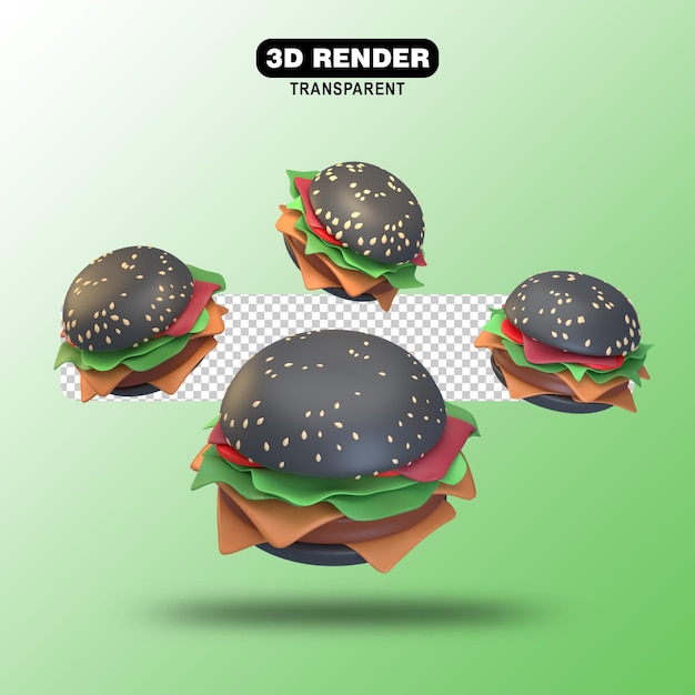 Cheeseburger blackpaper 3d icon render more