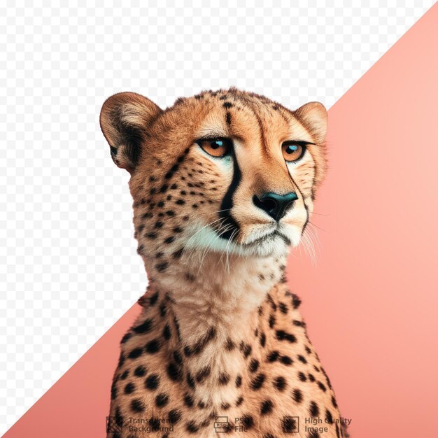 PSD cheetah stands alone against transparent background