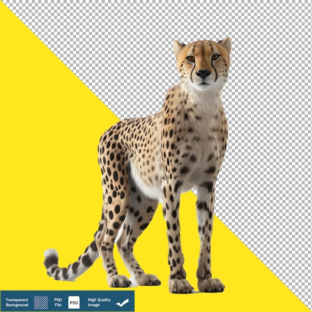 Cheetah on White Background HyperRealistic Wildlife Photo PNG PSD