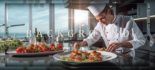 Chef Finishing a Dish in a Modern Kitchen