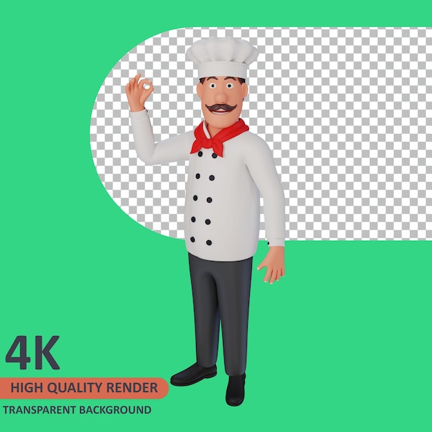 The chef is standing 3d rendering of character modeling