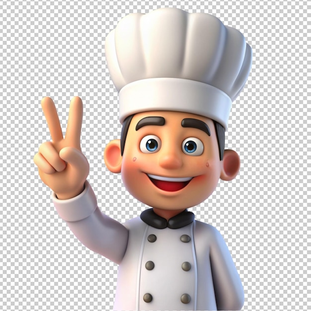 PSD chef peace sign 3d cartoon character