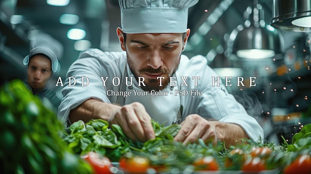 Chef Preparing Food in a Busy Kitchen