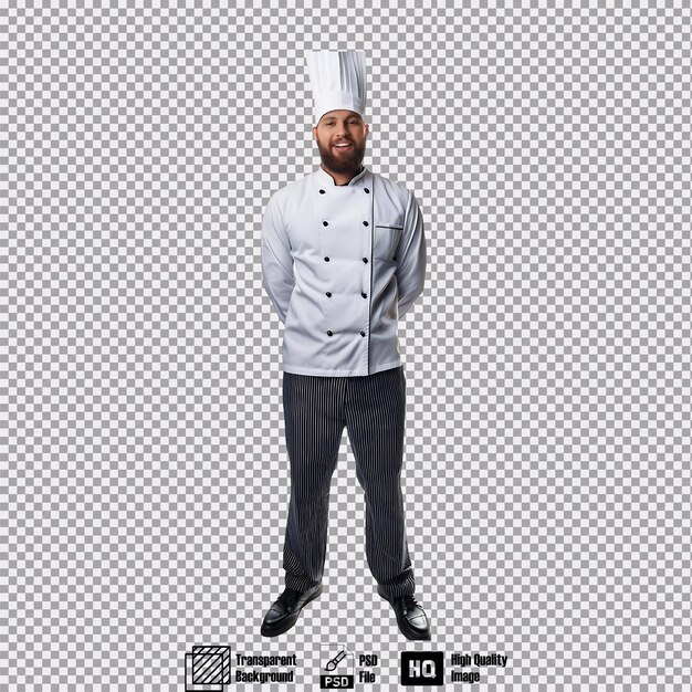 PSD chef in a professional kitchen uniform standing and facing forward